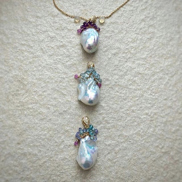 Triple Baroque Pearl Necklace for L.