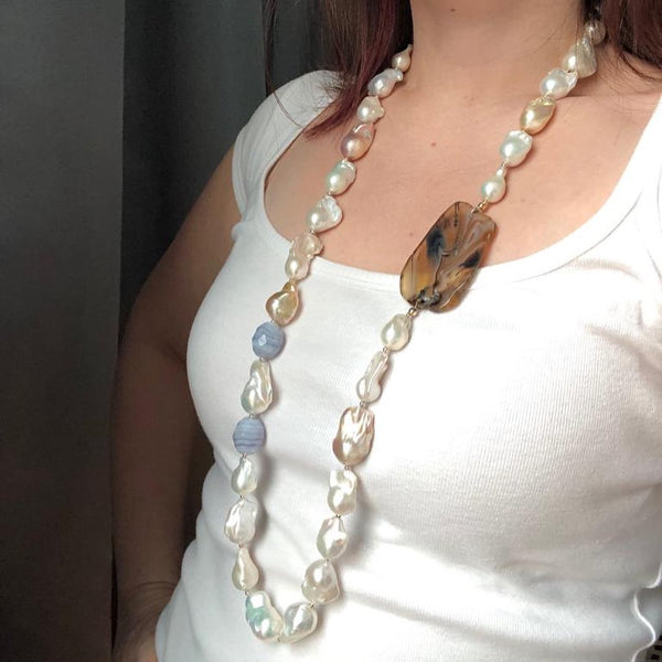 Custom baroque pearl necklace for L.