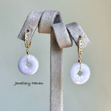 Load image into Gallery viewer, Certified type A lavender jadeite coin earrings