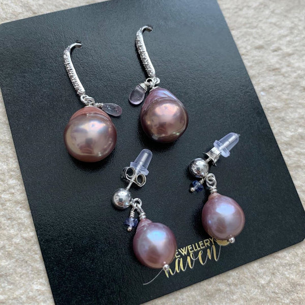 Purple Edison pearl combo for mother and daughter.