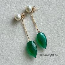 Load image into Gallery viewer, Green onyx detachable dangle earrings #2