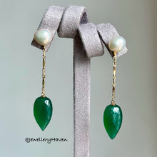 Load image into Gallery viewer, Green onyx detachable dangle earrings #2