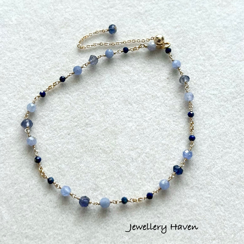 Tanzanite, iolite and lapis lazuli bracelet