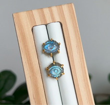 Load image into Gallery viewer, Labradorite and marcasite agate earrings