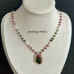 Watermelon tourmaline necklace