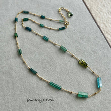 Load image into Gallery viewer, Teal, green, indicolite tourmaline necklace