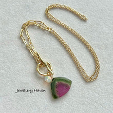 Load image into Gallery viewer, Reserved for E … Watermelon tourmaline toggle necklace