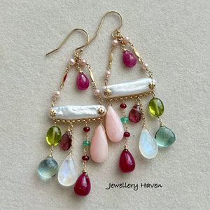 Fleur pearl chandelier earrings