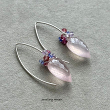 Cargar imagen en el visor de la galería, Rose quartz earrings (925 silver)