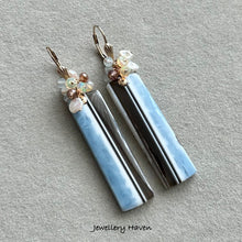 Carica l&#39;immagine nel visualizzatore di Gallery, Owyhee blue opal, Ethiopian opal, pearl and aquamarine earrings