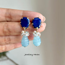 Load image into Gallery viewer, Lapis lazuli and aquamarine earrings