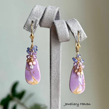 Load image into Gallery viewer, Phosphosiderite, tanzanite, pink amethyst earrings