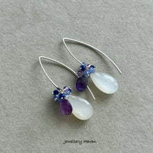 Load image into Gallery viewer, White moonstone, amethyst earrings (925 silver)