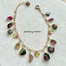 Cargar imagen en el visor de la galería, Watermelon tourmaline charm bracelet