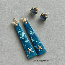 Charger l&#39;image dans la galerie, Abalone shell studs and shattuckite earrings (detachable dangle)