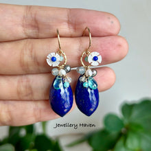 画像をギャラリービューアに読み込む, Afghan blue Lapis lazuli earrings