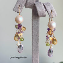 Cargar imagen en el visor de la galería, Summer wisteria detachable pearl gemstone earrings