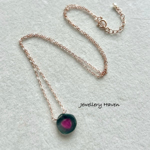 Watermelon tourmaline slice necklace #3 Rose Gold