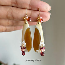 Load image into Gallery viewer, Opal petrified wood earrings
