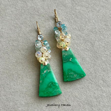 Laden Sie das Bild in den Galerie-Viewer, Variscite, aquamarine, Ethiopian opal earrings