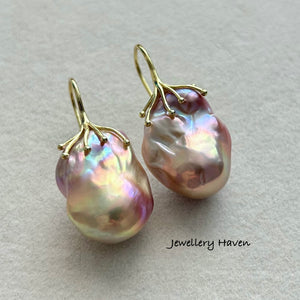 Metallic iridescent baroque pearl earrings #7
