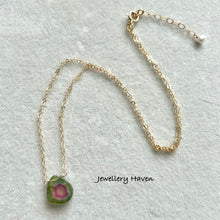 Charger l&#39;image dans la galerie, Watermelon tourmaline slice necklace #1 Gold