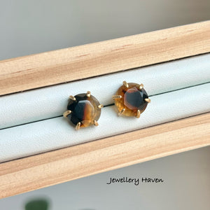 Montana agate studs with garnet and tourmaline earrings (detachable)