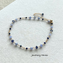 Load image into Gallery viewer, Tanzanite, iolite and lapis lazuli bracelet
