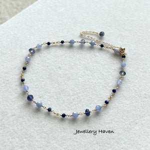 Tanzanite, iolite and lapis lazuli bracelet