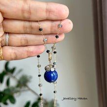 Load image into Gallery viewer, Labradorite, black spinel and lapis lazuli pendant necklace
