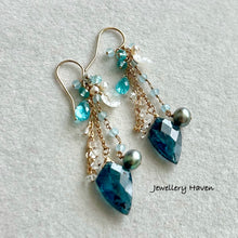 Cargar imagen en el visor de la galería, Teal moss kyanite earrings