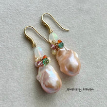 Load image into Gallery viewer, Ethiopian opal, baroque pearl earrings