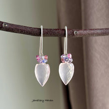 Cargar imagen en el visor de la galería, Rose quartz earrings (925 silver)