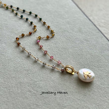 Charger l&#39;image dans la galerie, Ombré tourmaline and coin pearl pendant necklace
