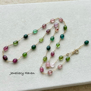 Ombre tourmaline and lustrous baroque pearl necklace