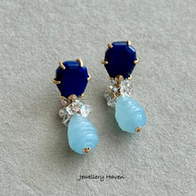 Load image into Gallery viewer, Lapis lazuli and aquamarine earrings