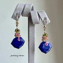 Laden Sie das Bild in den Galerie-Viewer, Lapis lazuli and tourmalines earrings