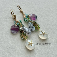 Load image into Gallery viewer, Starfish white moonstone earrings