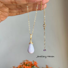 Load image into Gallery viewer, Certified Type A lavender Jadeite drop necklace
