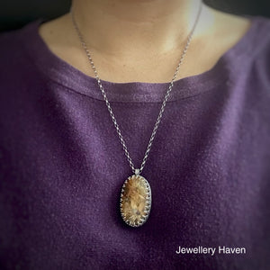 Star golden rutilated quartz pendant necklace