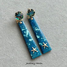 Charger l&#39;image dans la galerie, Abalone shell studs and shattuckite earrings (detachable dangle)