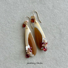 Load image into Gallery viewer, Opal petrified wood earrings