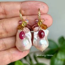 Load image into Gallery viewer, Ruby, baroque pearl earrings