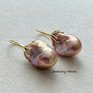 Metallic iridescent baroque pearl earrings #8