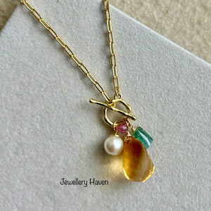 Golden citrine necklace