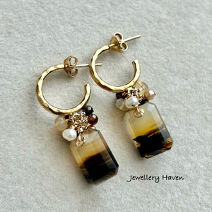 Montana agate hoop stud earrings