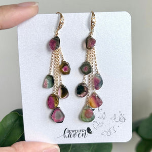 Watermelon tourmaline earrings