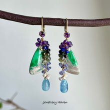 Charger l'image dans la galerie, Variscite, aquamarine, amethyst, tourmaline earrings