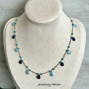 Aquamarine and iolite necklace