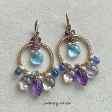Cargar imagen en el visor de la galería, Aquamarine, ametrine, amethyst chandelier earrings